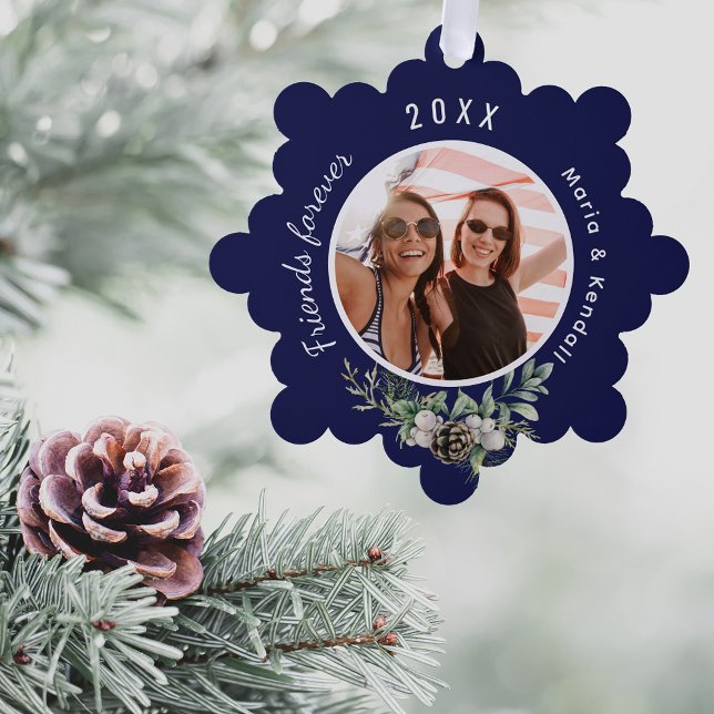 Weihnachtsfreund Foto Marine blaue Kegel Kiefer Ornament Karte (Von Creator hochgeladen)