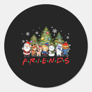 Weihnachtsfreunde Reindeer Snowman Familie Xm Runder Aufkleber