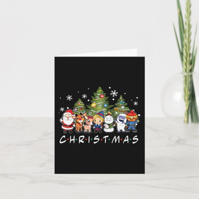 Weihnachtsfreunde Santa Rudolph Snowman Familie Xm Karte (Vorderseite)