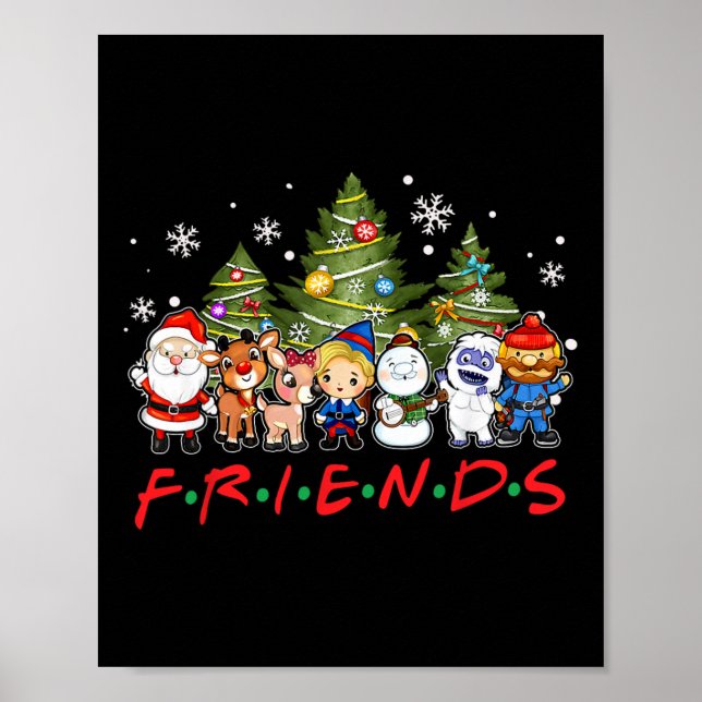 Weihnachtsfreunde Santa Rudolph Snowman Familie Xm Poster (Vorne)