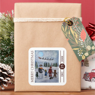 Weihnachtsfreunde Weihnachten Quadratischer Aufkleber
