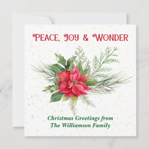 Weihnachtsfrieden, Freude und Wunder Roter Poinset Feiertagskarte