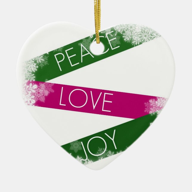 Weihnachtsfrieden, Liebe, Freude-Herz-Verzierung Keramikornament (Vorne)