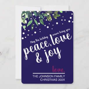 Weihnachtsfrieden Liebe & Freude Schneebedeckte Gr Feiertagskarte