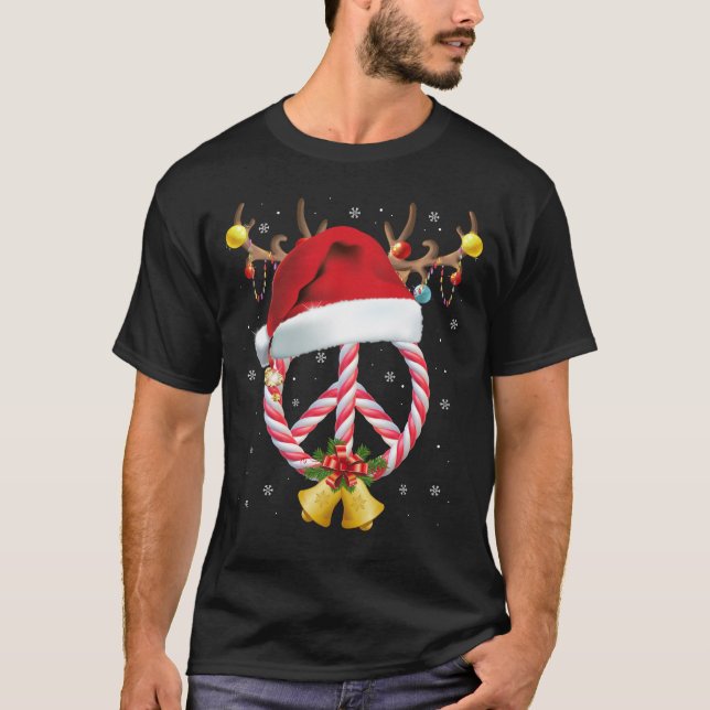 Weihnachtsfriedenszeichen Candy Santa Peace Symbol T-Shirt (Vorderseite)