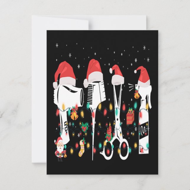 Weihnachtsfrische Friseur Ausrüstung Weihnachtsges RSVP Karte (Vorderseite)