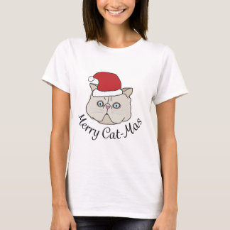 Weihnachtsfröhliche Katze - T-Shirt