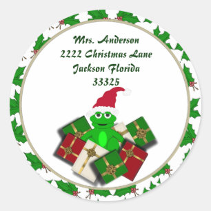 Weihnachtsfrosch-Adressenkleber Runder Aufkleber