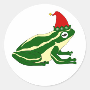 Weihnachtsfrosch-Aufkleber Runder Aufkleber