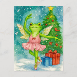 Weihnachtsfrosch-Ballerina-Grußkarte Feiertagspostkarte