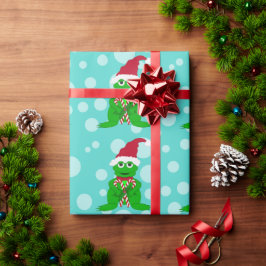 Weihnachtsfrosch: Blaues Papier Geschenkpapier