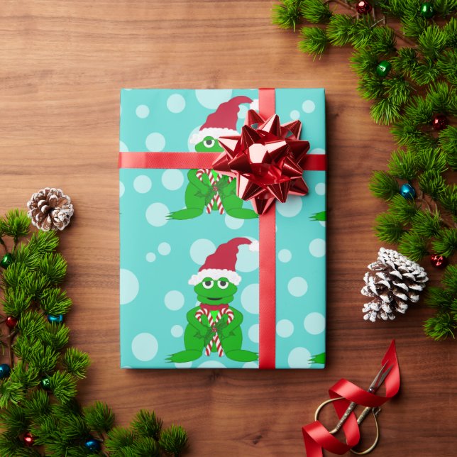 Weihnachtsfrosch: Blaues Papier Geschenkpapier (Feiertagsgeschenk)