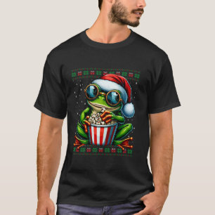 Weihnachtsfrosch essen Popcorn Ugly Christmas Swee T-Shirt