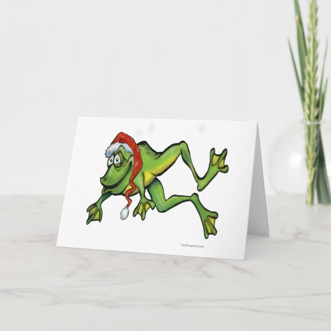Weihnachtsfrosch Feiertagskarte (Vorderseite)