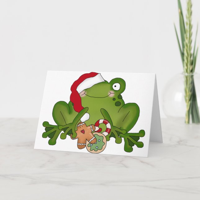 Weihnachtsfrosch Feiertagskarte (Vorderseite)