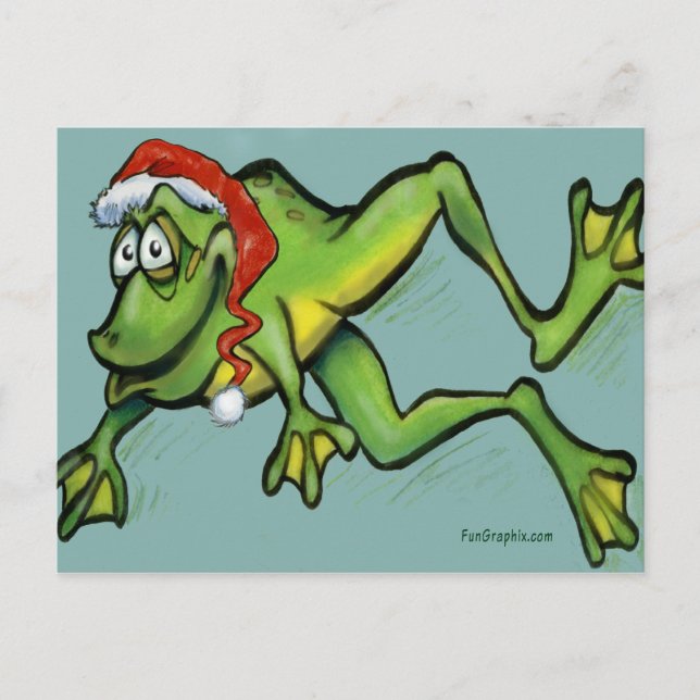 Weihnachtsfrosch Feiertagspostkarte (Vorderseite)