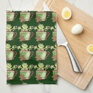 Weihnachtsfrosch-Kaffee-Tassentuch Handtuch