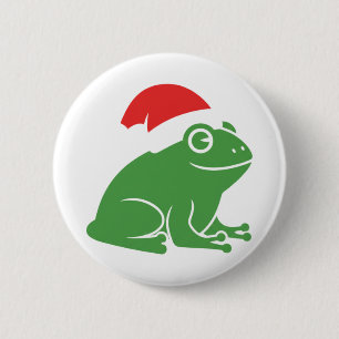 Weihnachtsfrosch mit Weihnachtsmannmütze Minimalis Button