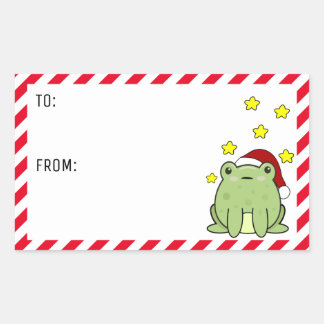 Weihnachtsfrosch  rechteckiger aufkleber