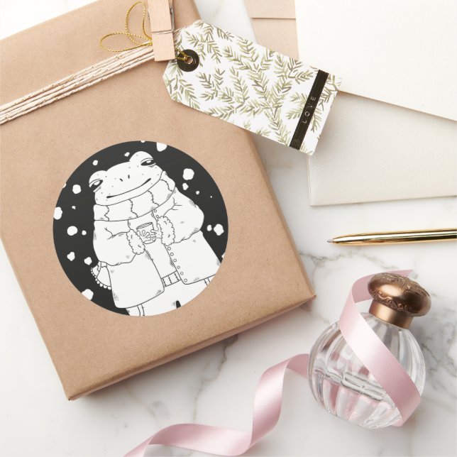 Weihnachtsfrosch Runder Aufkleber (Schenken)