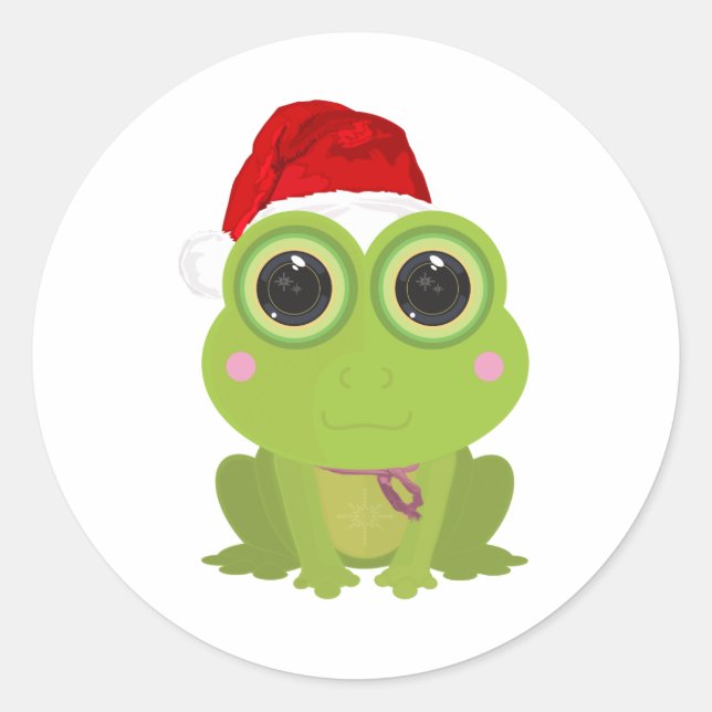 Weihnachtsfrosch Runder Aufkleber (Vorderseite)