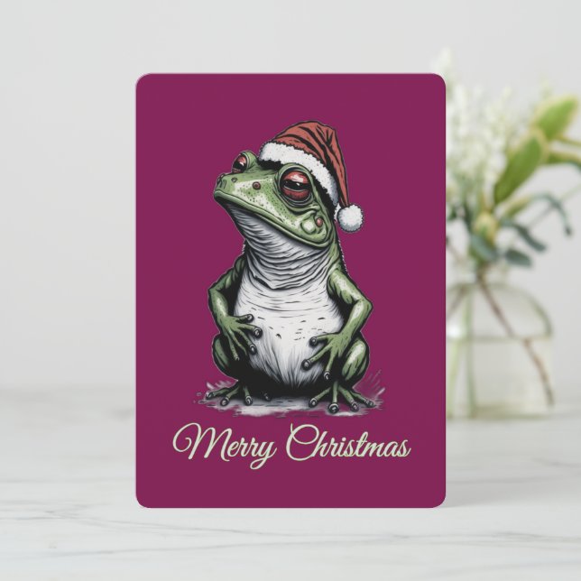 Weihnachtsfrosch Vintag Viktorianisch Feiertagskarte (Stehend Vorderseite)