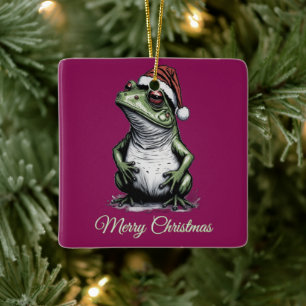 Weihnachtsfrosch Vintag Viktorianisch Keramikornament
