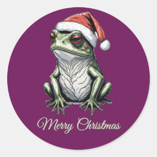 Weihnachtsfrosch Vintag Viktorianisch Runder Aufkleber
