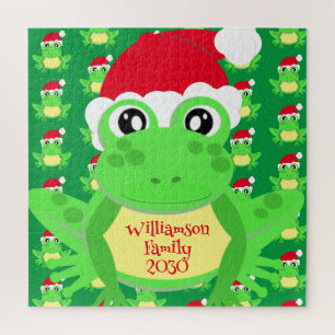 Weihnachtsfrosch Weihnachtsmannmütze Muster Grüne
