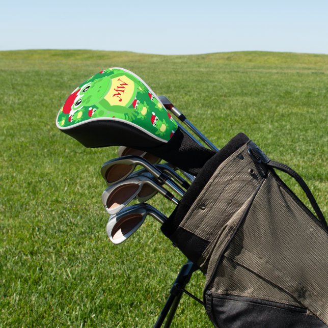 Weihnachtsfrosch Weihnachtsmannmütze Muster Grüne  Golf Headcover (In SItu)