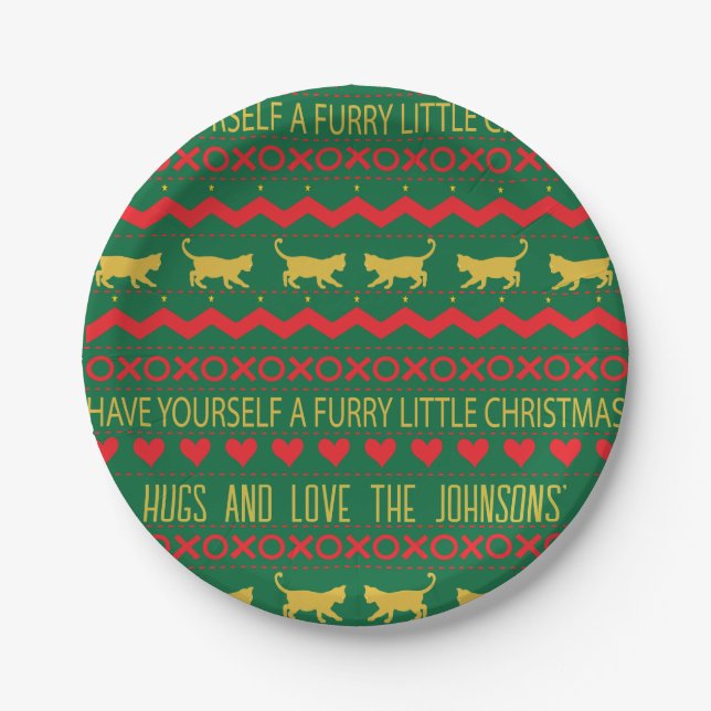 Weihnachtsfrösche Kleine Katzen Pappteller (Vorderseite)
