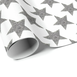 Weihnachtsfunkelnd silberne Sterne Geschenkpapier