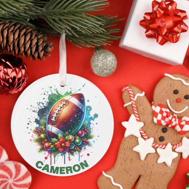 Weihnachtsfußball-Enthusiasten Individuelle Name Ornament (Von Creator hochgeladen)