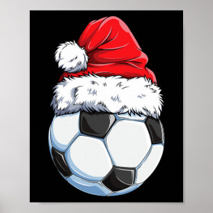Weihnachtsfußball Ll Santa Hut Lustige Sport Xmas Poster