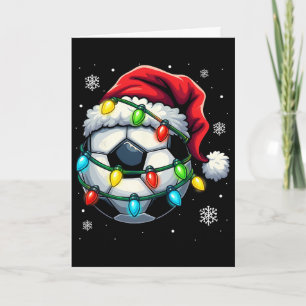 Weihnachtsfußball Ll Santa Hut Xmas Lichter Lustig Karte