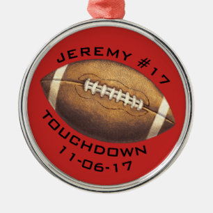 Weihnachtsfußball Red Touchdown Sporttypografie Ornament Aus Metall