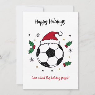 Weihnachtsfußball Santa Hut Grußkarten Feiertagskarte