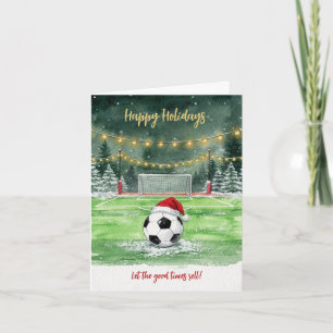 Weihnachtsfußball Santa Hut Grußkarten Feiertagskarte