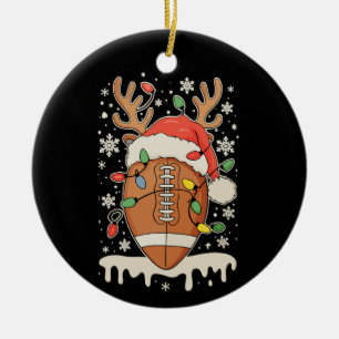 Weihnachtsfußball Santa Hut Rentier Xmas Lichter Keramik Ornament