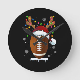 Weihnachtsfußball Santa Lichter Lustige Jungen Ich Runde Wanduhr