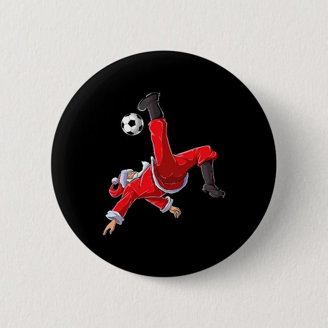Weihnachtsfußball Santa Lustiger Fahrradkick  Button (Vorderseite)