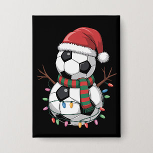 Weihnachtsfußball Schneemann Lichter Santa Hut Button