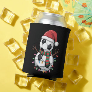 Weihnachtsfußball Schneemann Lichter Santa Hut Dosenkühler
