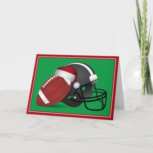 Weihnachtsfußball und Helm Feiertagskarte (Vorderseite)