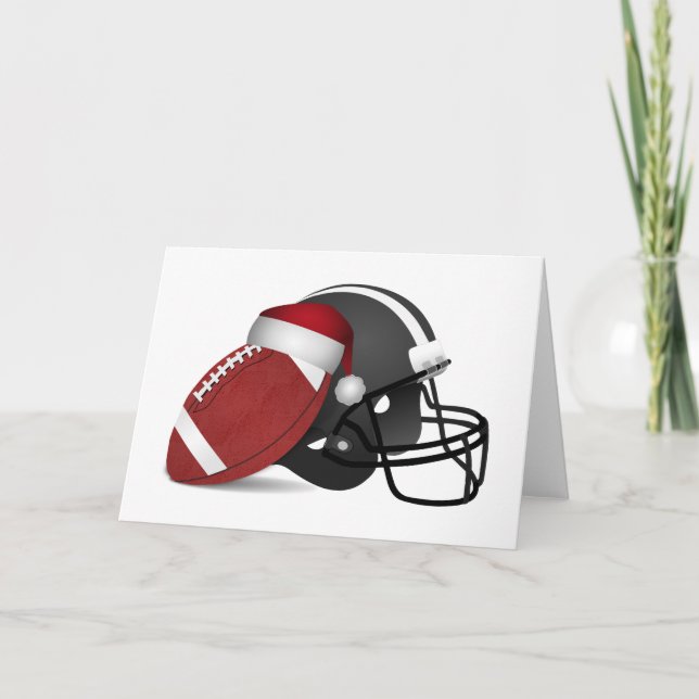 Weihnachtsfußball und Helm Feiertagskarte (Vorderseite)