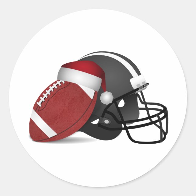Weihnachtsfußball und Helm Runder Aufkleber (Vorderseite)