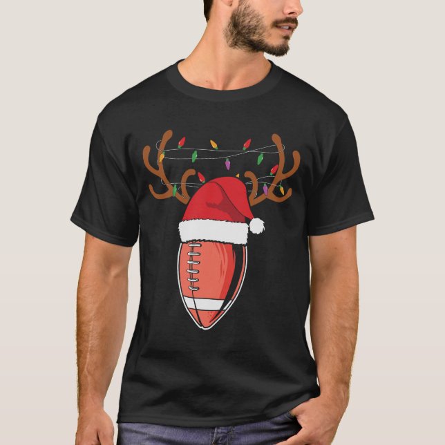 Weihnachtsfußball-Weihnachtsmannmütze Rentier T-Shirt (Vorderseite)
