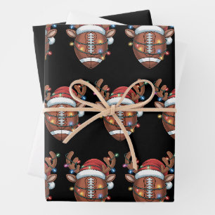 Weihnachtsfußball Weihnachtsmannmütze Sport Weihna Geschenkpapier Set
