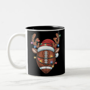 Weihnachtsfußball Weihnachtsmannmütze Sport Weihna Zweifarbige Tasse