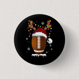 Weihnachtsfußballball Santa Lichter Lustige Jungen Button